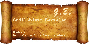Grünblatt Bertalan névjegykártya